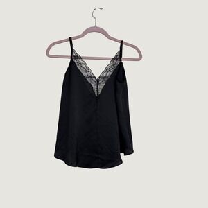 Blush J Black Lace Trim V-Neck Camisole Adjustable Straps Size Large Womens Top